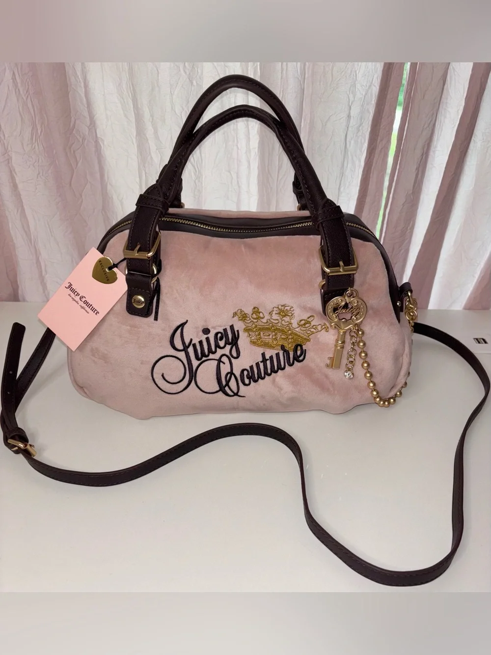 New Juicy Couture Pink Velour Satchel Y2K bag